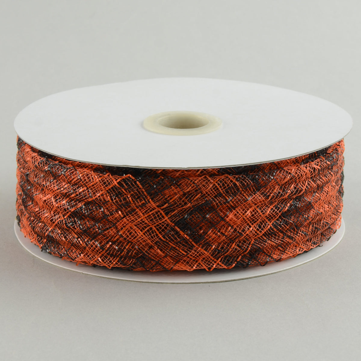 1.5" Deco Flex Mesh Ribbon: Orange/Black Plaid (30 Yards)
