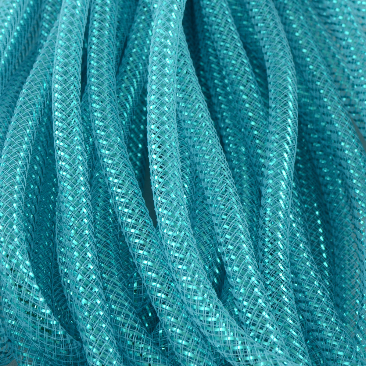 Deco Flex Tubing Ribbon: Metallic Turquoise (30 Yards) Lifestyle Photo