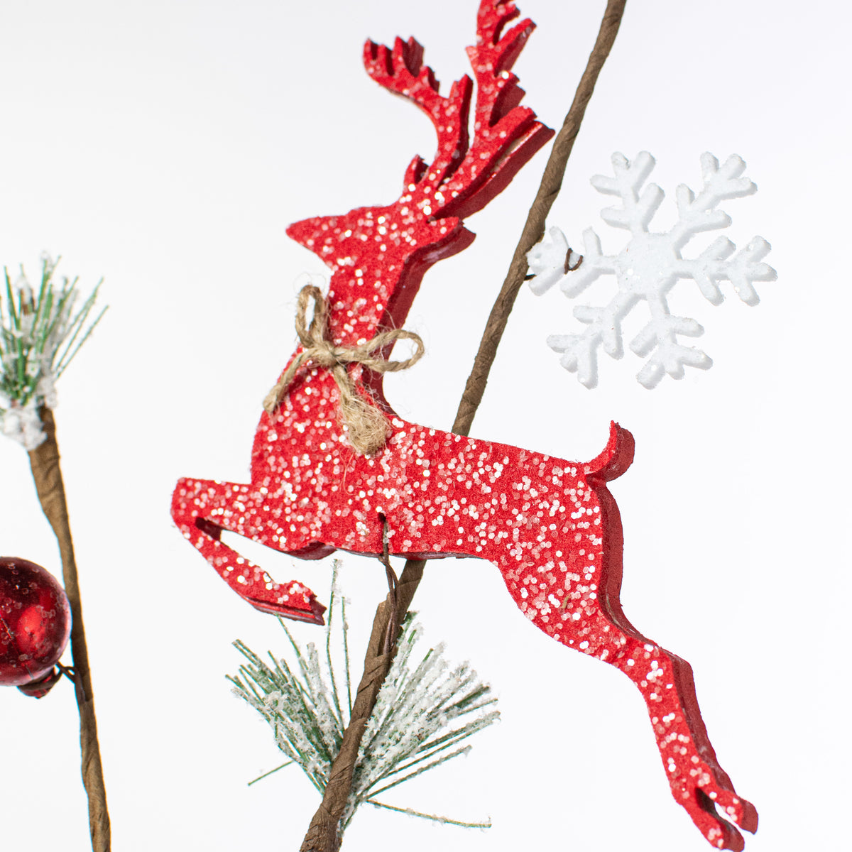 30" Deer Pine Spray: Red Lifestyle Photo