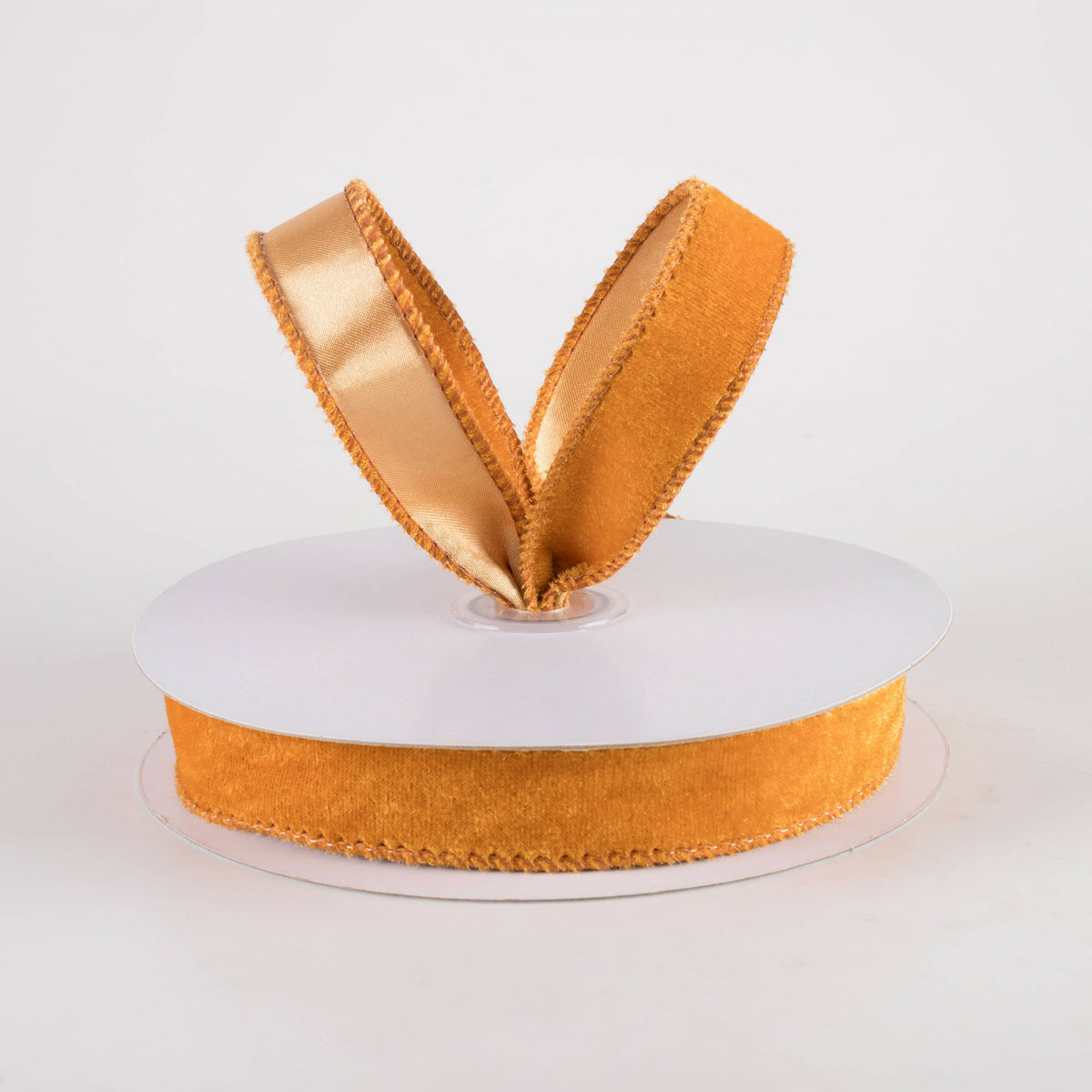 7/8" Deluxe Velvet Satin Backing Ribbon: Antique Gold  (10 Yards) Lifestyle Photo