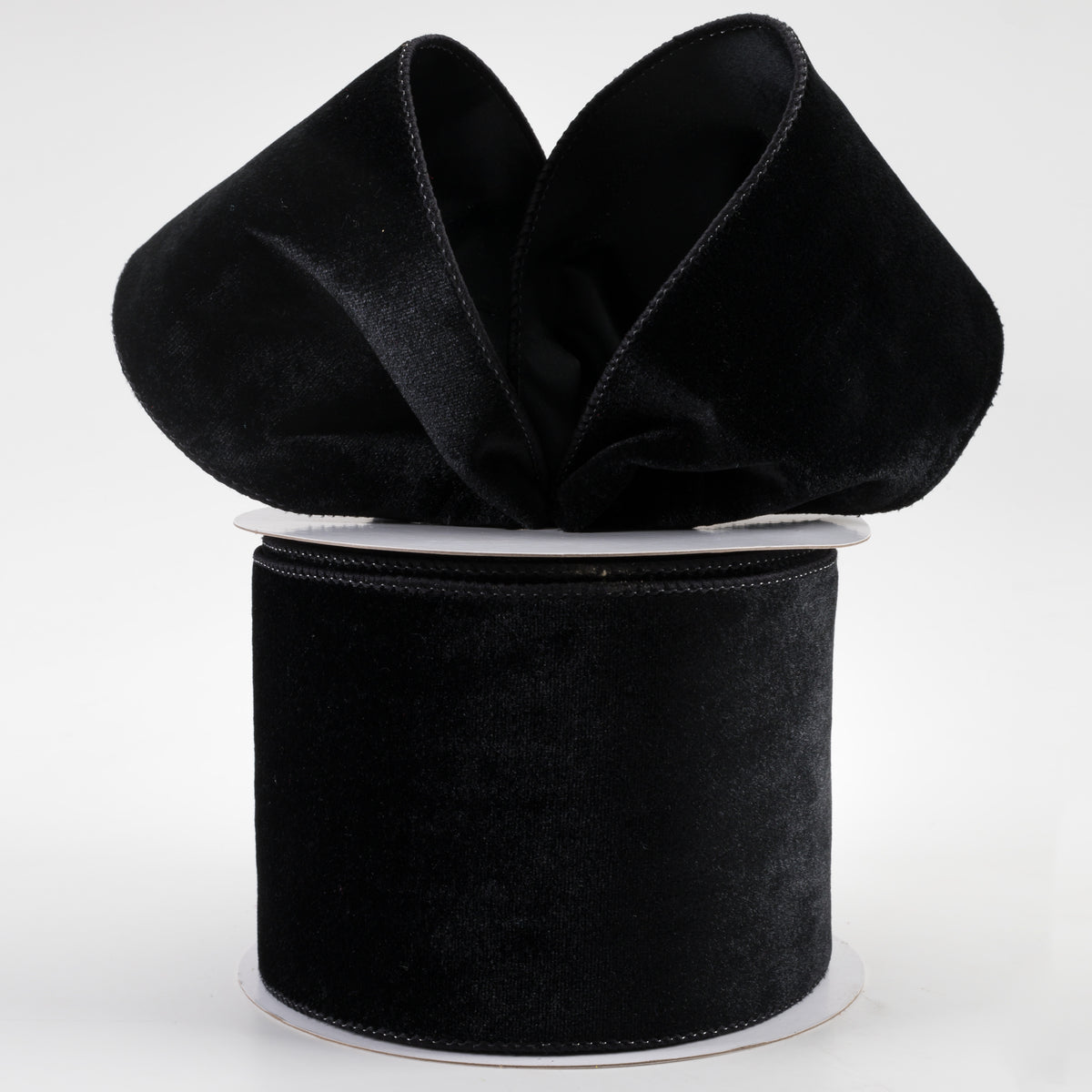 4" Deluxe Velvet Satin Backing Ribbon: Black (10 Yards) Lifestyle Photo