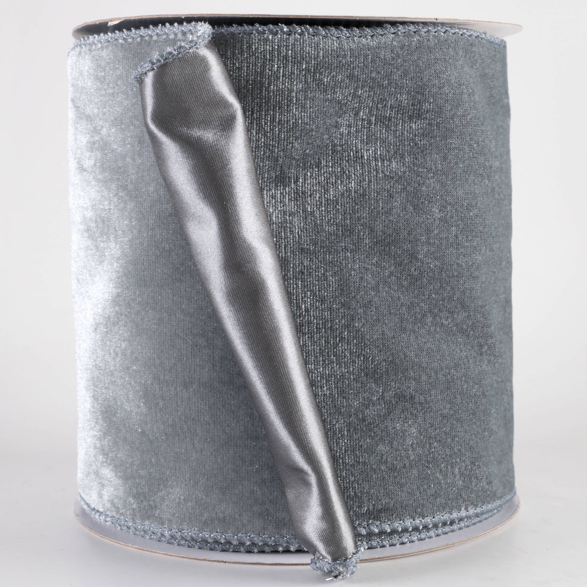 6" Deluxe Velvet Satin Backing Ribbon: Dark Grey (10 Yards) Item Number: RGF148410