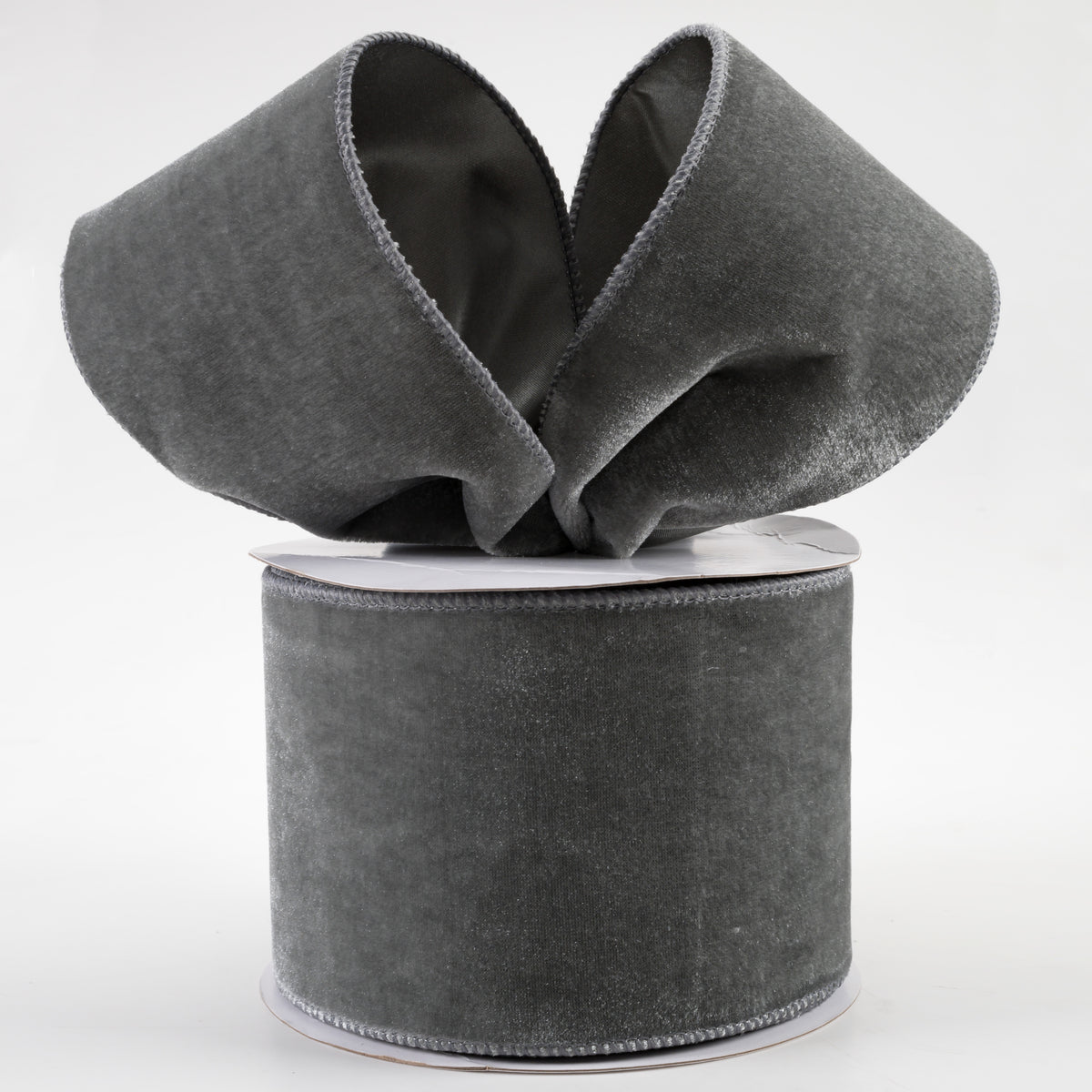 4" Deluxe Velvet Satin Backing Ribbon: Dark Grey (10 Yards) Lifestyle Photo