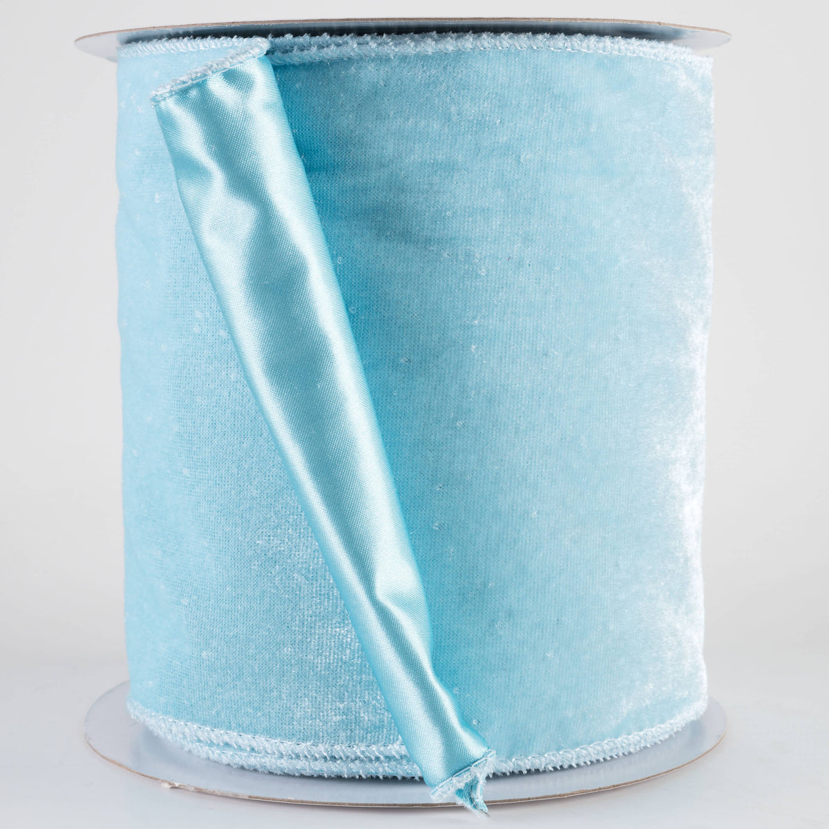 6" Deluxe Velvet Satin Backing Ribbon: Ice Blue (10 Yards) Item Number: RGF148448