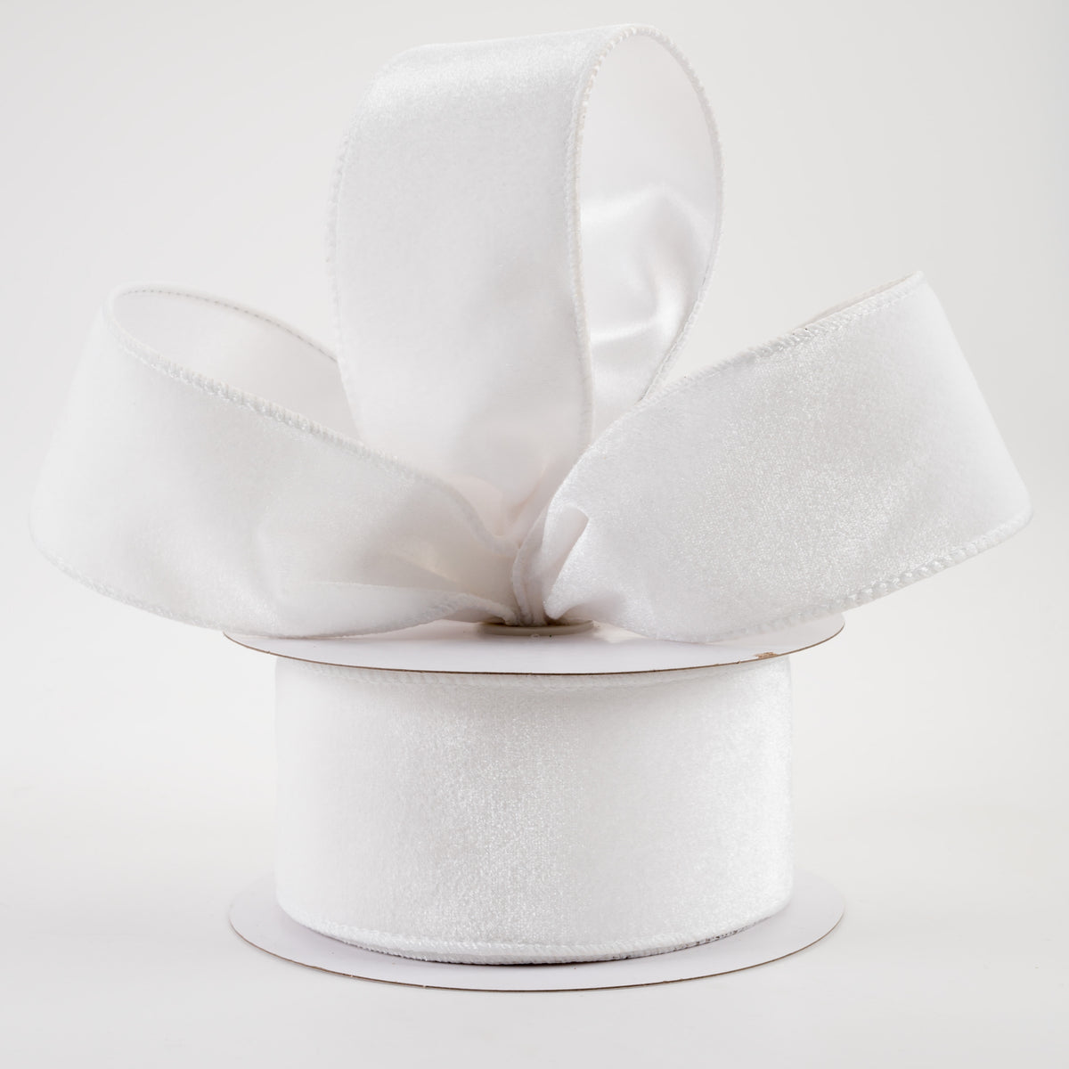 2.5" Deluxe Velvet Satin Backing Ribbon: White (10 Yards) Lifestyle Photo