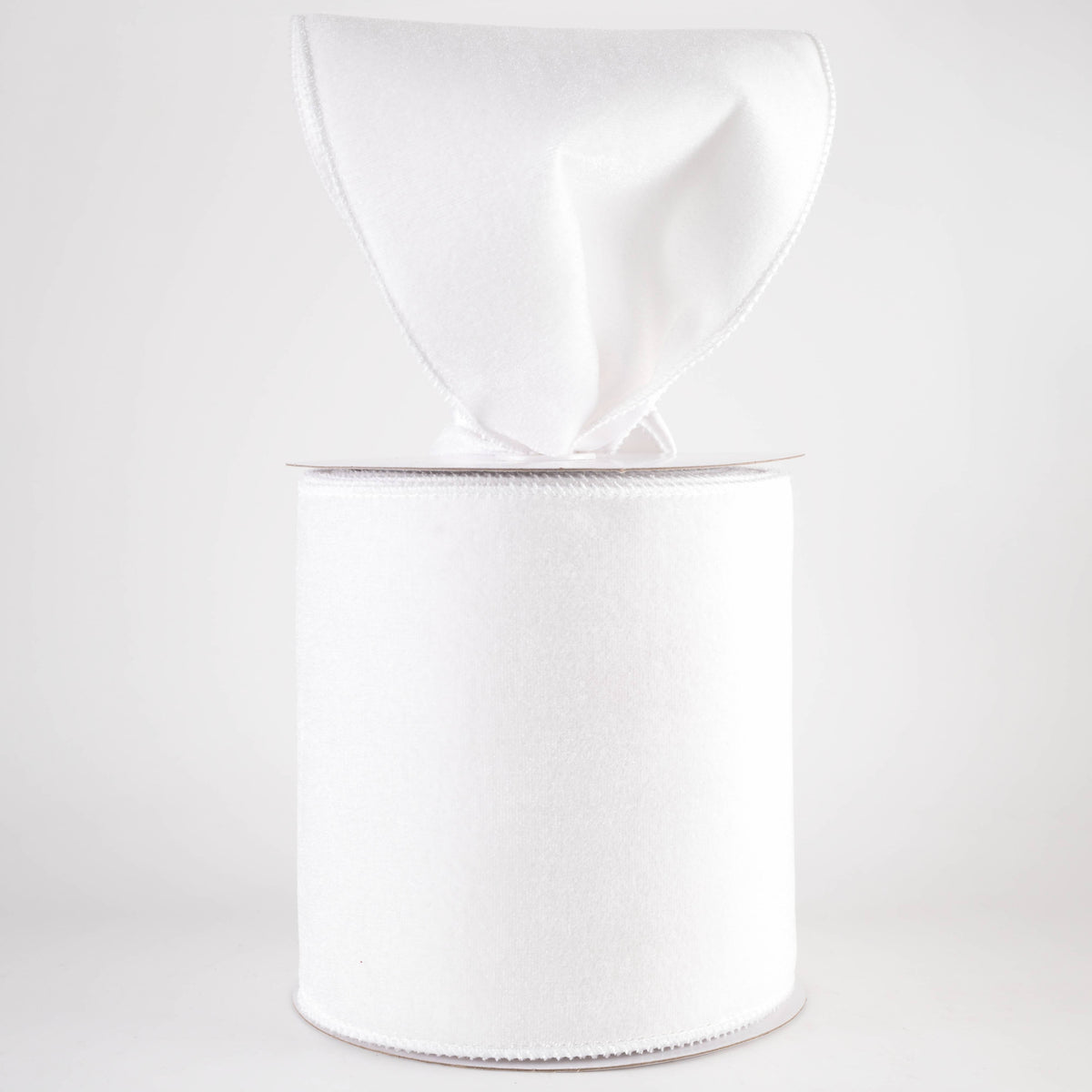 6" Deluxe Velvet Satin Backing Ribbon: White (10 Yards) Lifestyle Photo