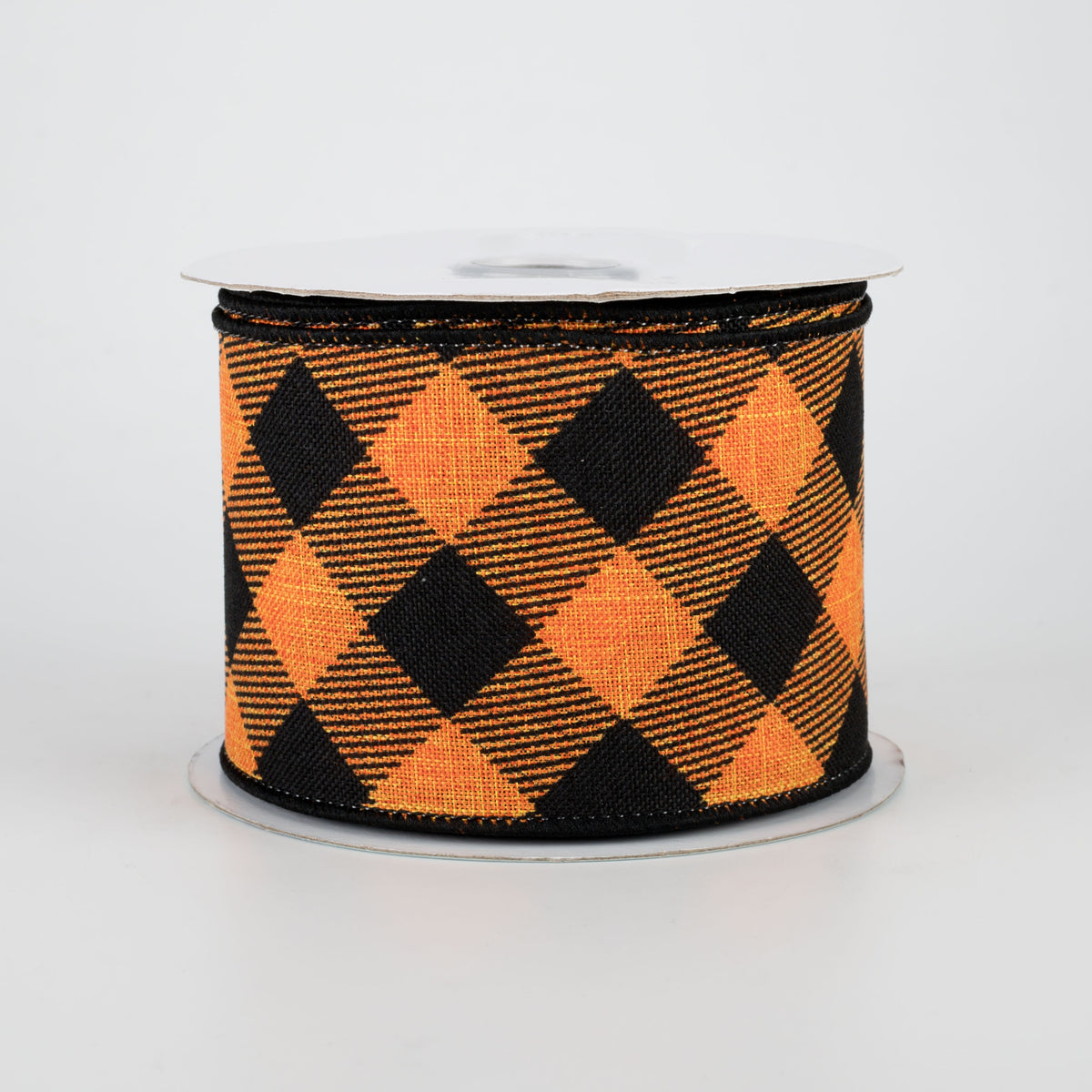 2.5" Diagonal Check Ribbon: Orange & Black (10 Yards)