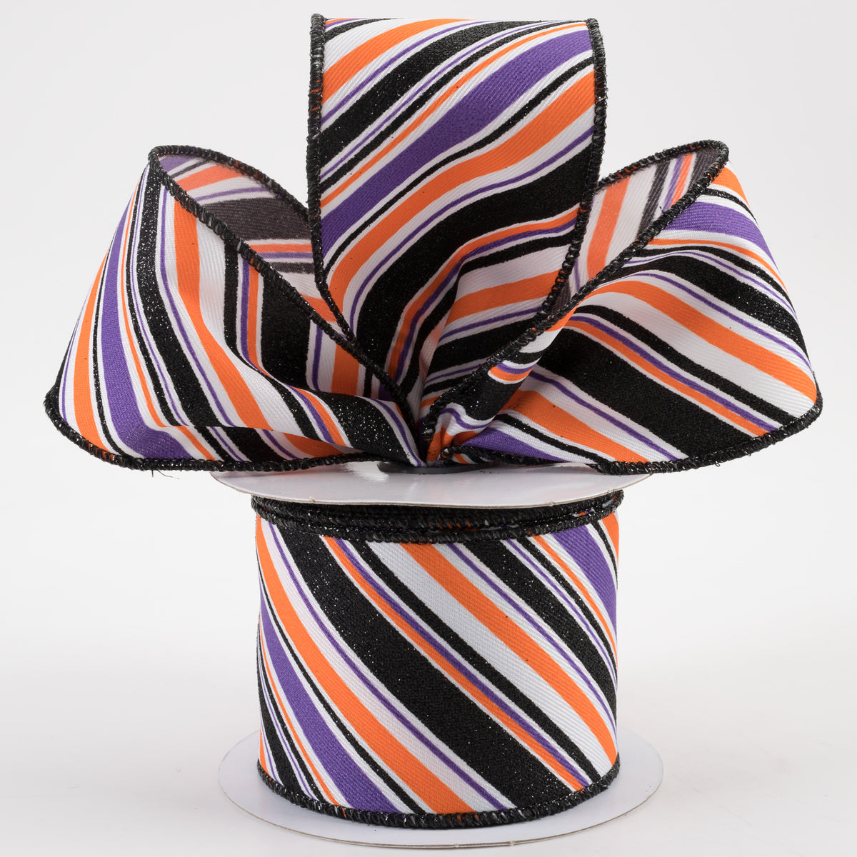 2.5" Diagonal Glitter Stripe Ribbon: Halloween (10 Yards) Lifestyle Photo