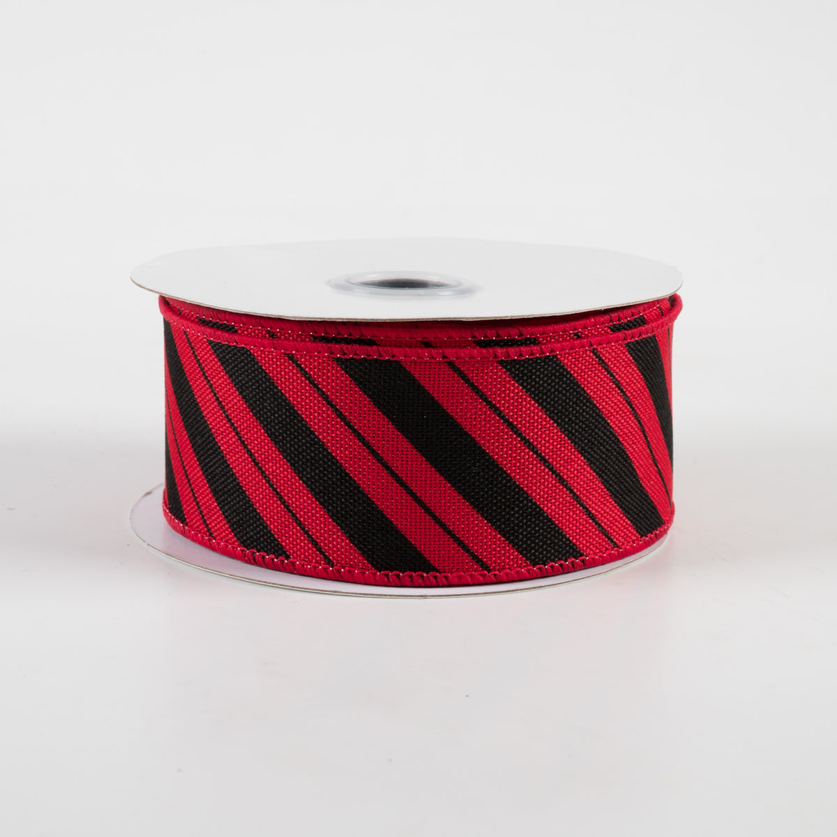 1.5" Diagonal Line Ribbon: Red & Black (10 Yards)
