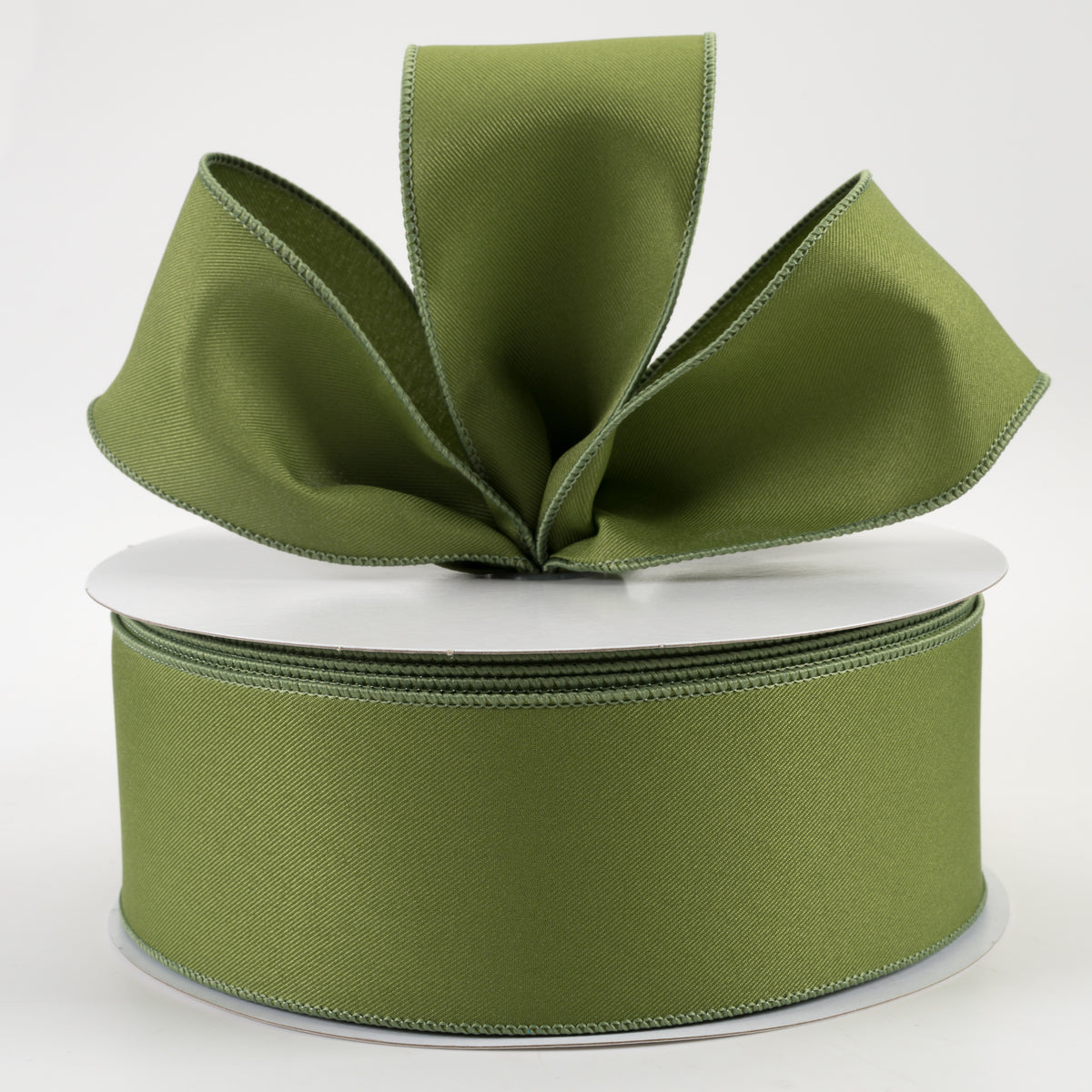 2.5" Diagonal Weave Fabric Ribbon: Moss Green (50 Yards) Lifestyle Photo