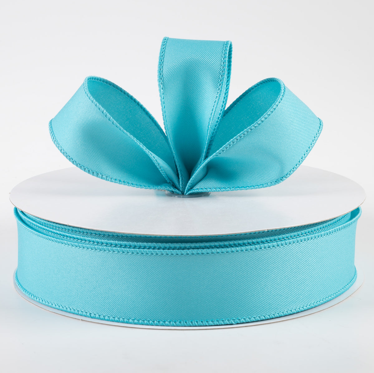 1.5" Diagonal Weave Fabric Ribbon: Turquoise (50 Yards) Lifestyle Photo