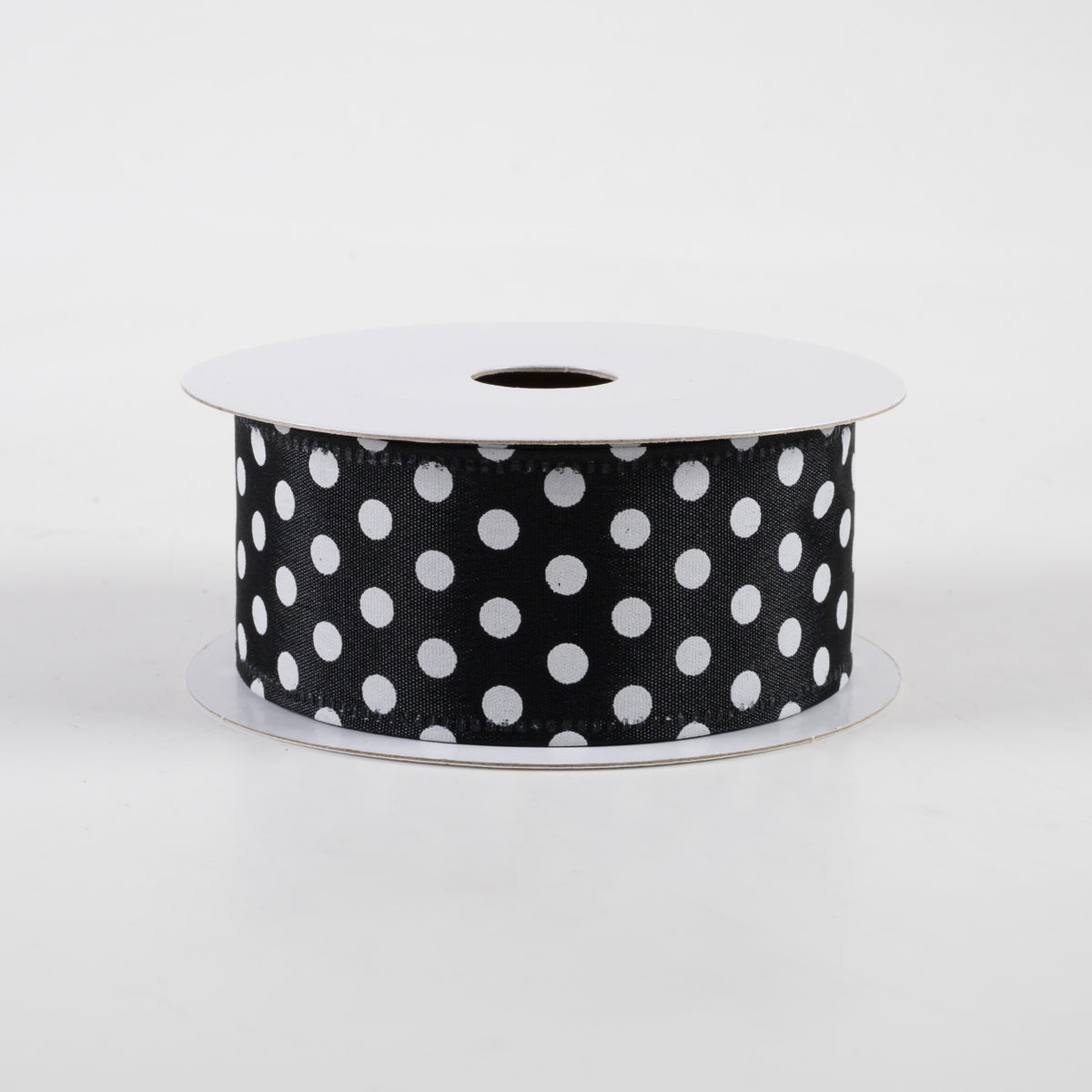 1.5" Dots Satin Ribbon: Black & White (10 Yards)