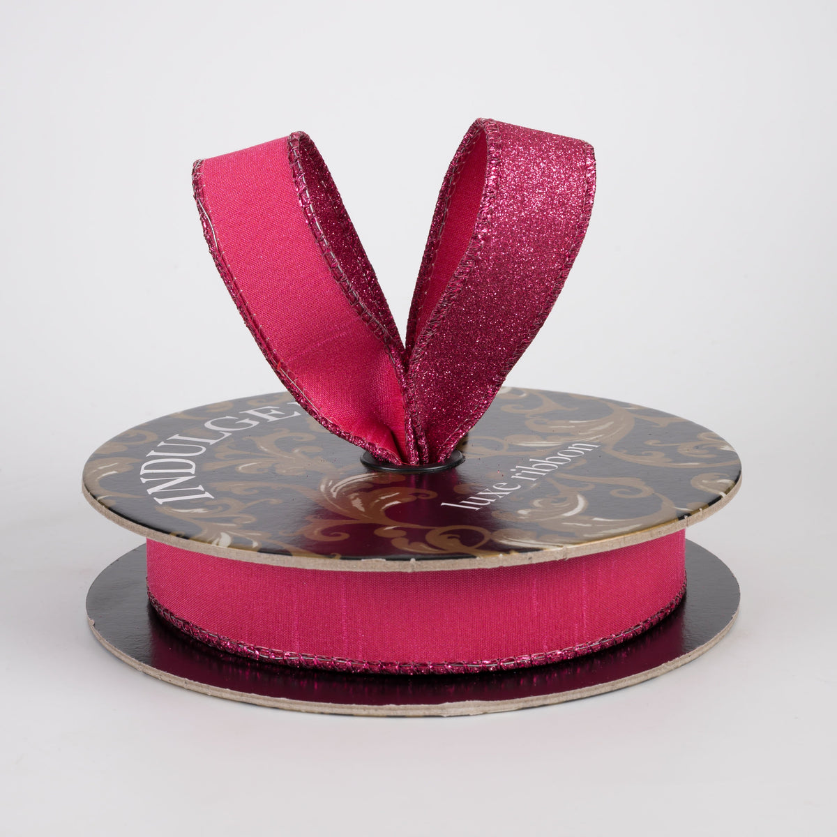 1" Double Sided Faux Dupioni & Glitter Ribbon: Fuchsia Pink (10 Yards) Lifestyle Photo