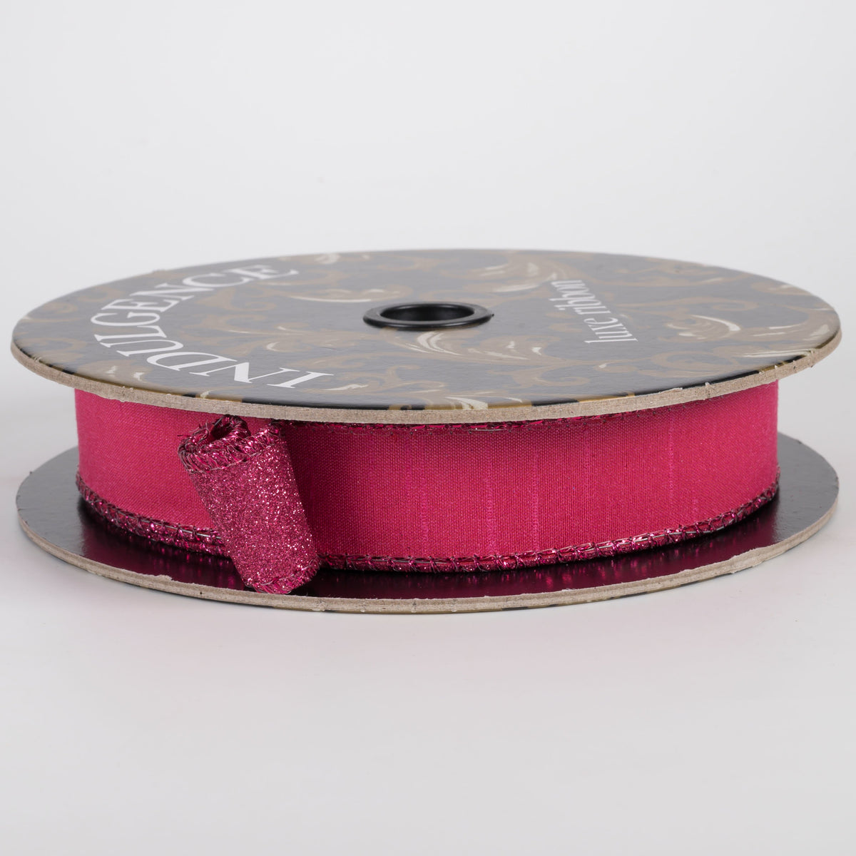 1" Double Sided Faux Dupioni & Glitter Ribbon: Fuchsia Pink (10 Yards) Item Number: D62602-10-44