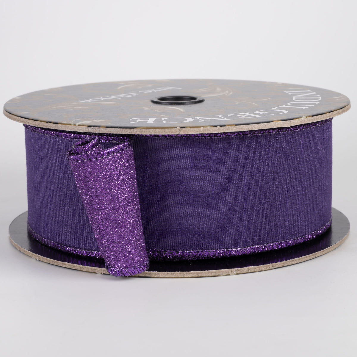 2" Double Sided Faux Dupioni & Glitter Ribbon: Purple (10 Yards) Item Number: D62602-16-48