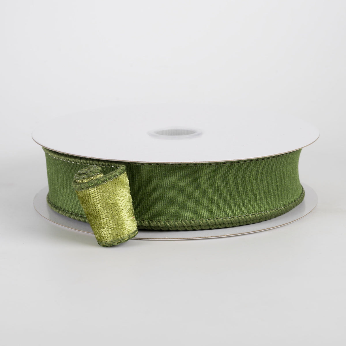 1" Double Sided Lush Velvet & Dupioni Ribbon: Moss Green (10 Yards) Item Number: D43615-10-08