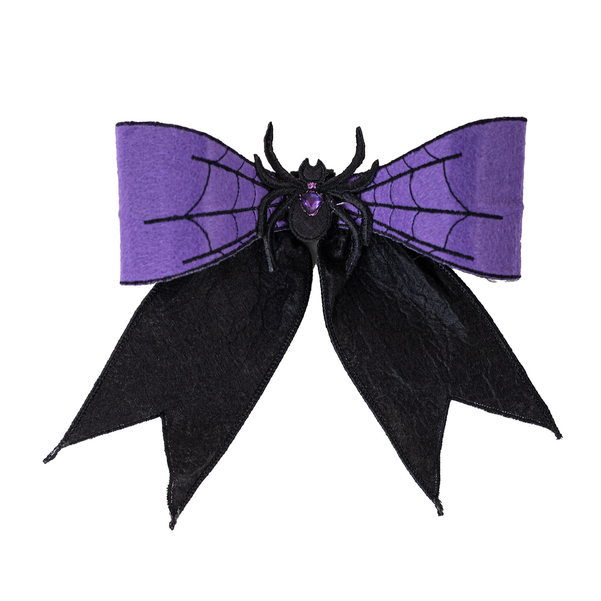[D Stevens] 8" Felt Spider and Web Bow Clip