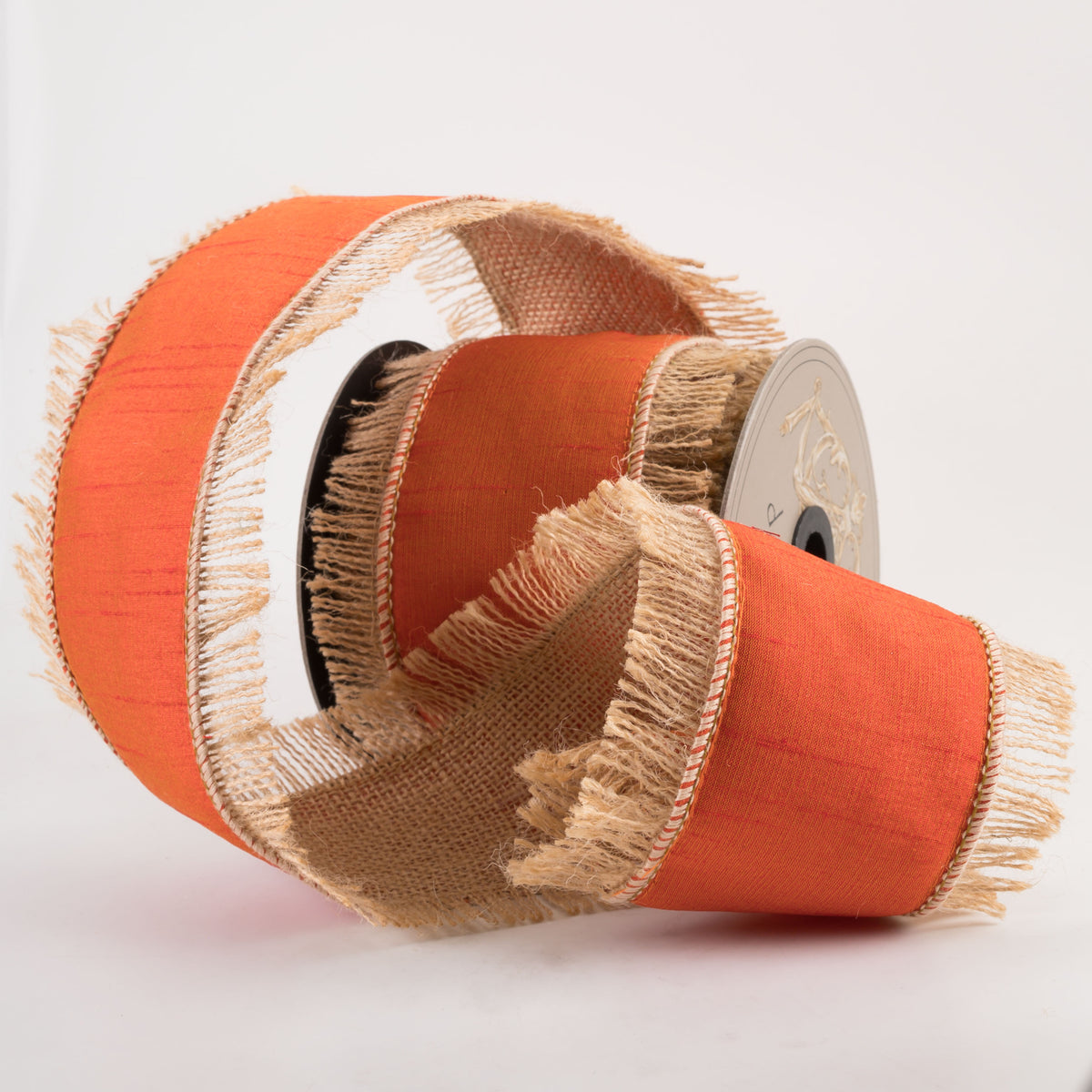 [D Stevens] 4" Dupioni Jute Fringe Edge Ribbon: Pumpkin (5 Yards) Lifestyle Photo
