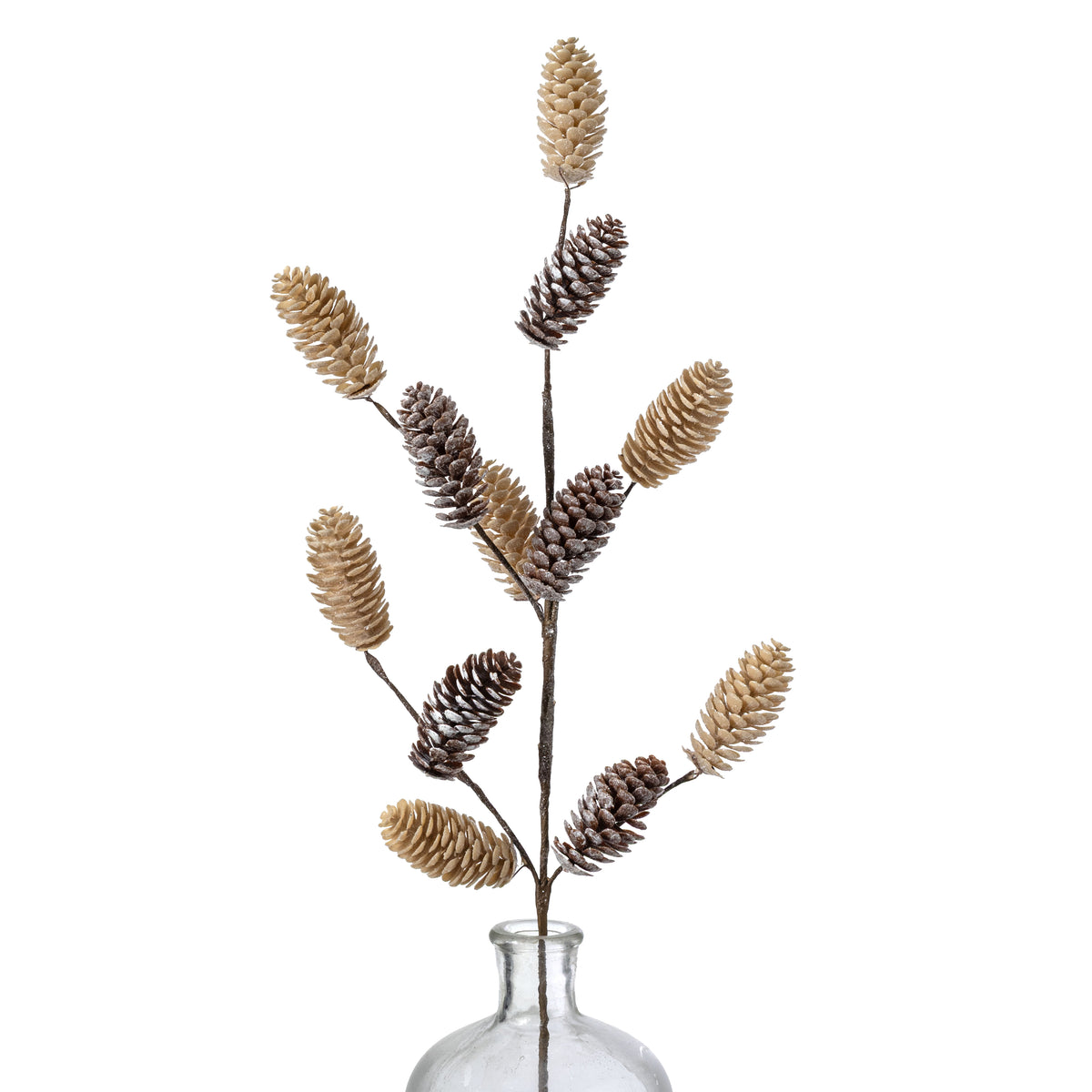 28" Mixed Pinecones Spray: Frosted Natural