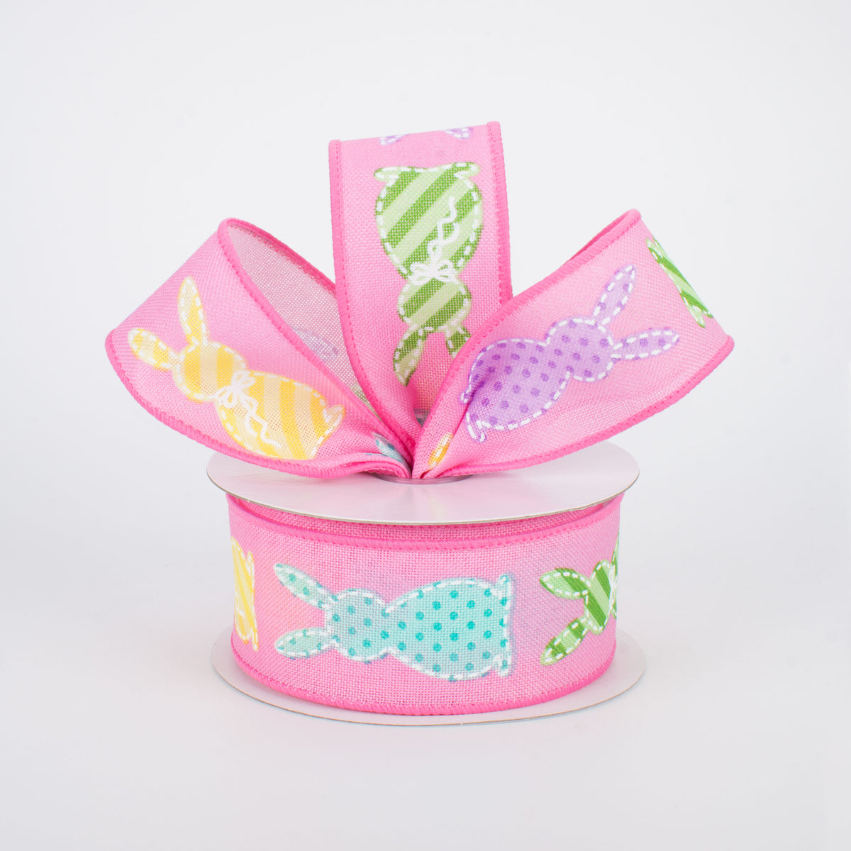 1.5" Easter Bunny Patterns Ribbon: Pink (10 Yards) Lifestyle Photo