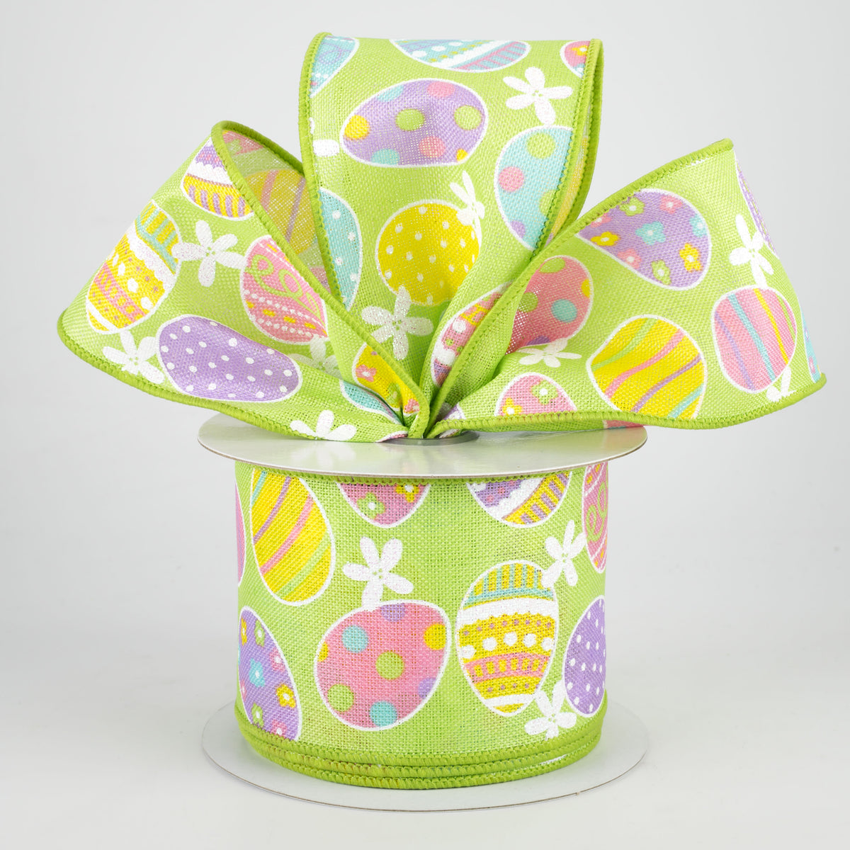2.5" Easter Eggs Ribbon: Green (10 Yards) Lifestyle Photo