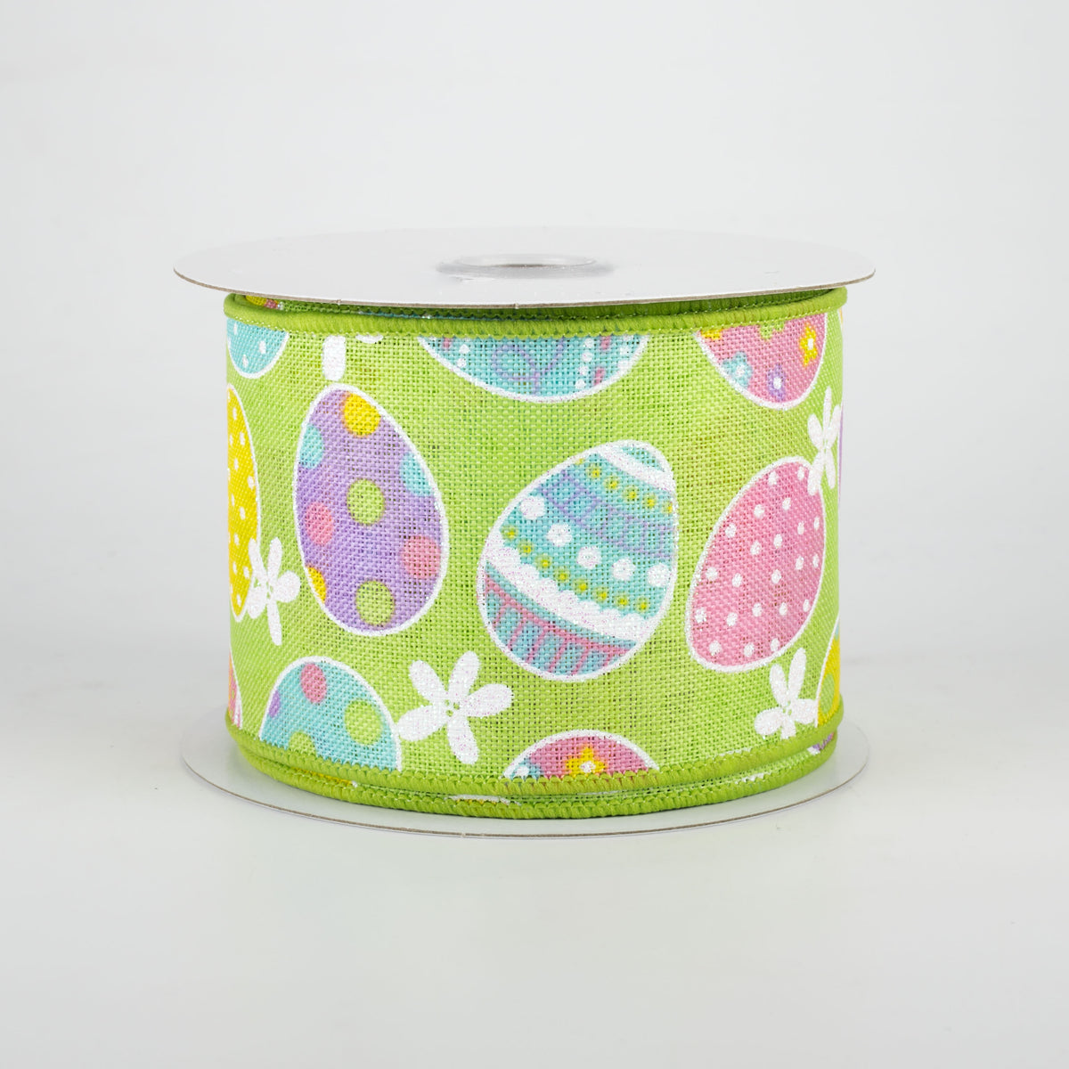 2.5" Easter Eggs Ribbon: Green (10 Yards)