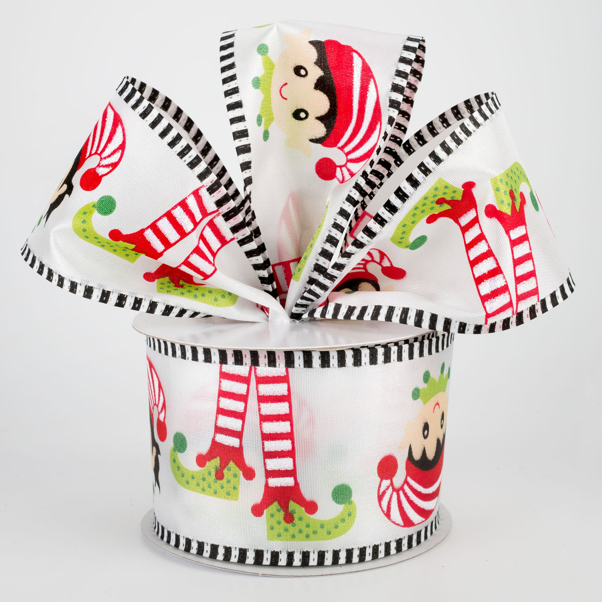 2.5" Elf Head & Feet Ribbon: White (10 Yards) Lifestyle Photo