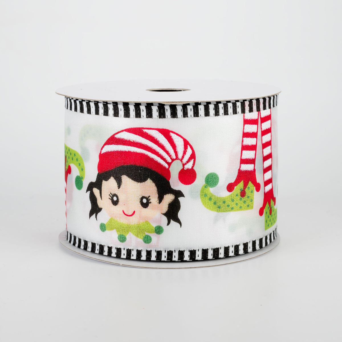 2.5" Elf Head & Feet Ribbon: White (10 Yards)