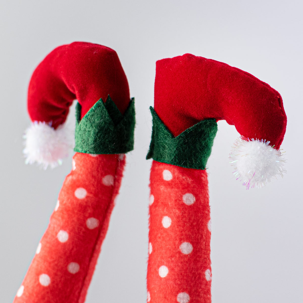 7.5" Elf Leg Pick: Red Polka Dots Lifestyle Photo