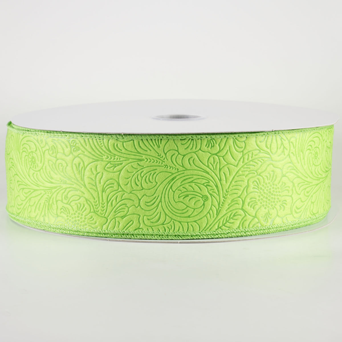 2.5" Embossed Flower Breeze Ribbon: Lime Green (50 Yards)
