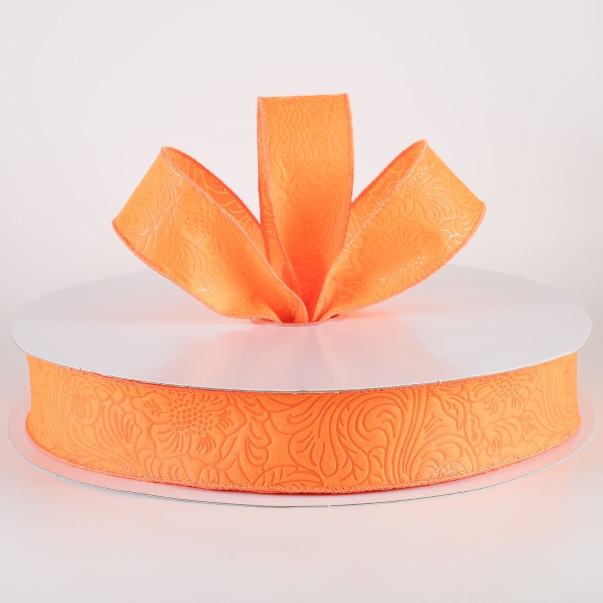 1.5" Embossed Flower Breeze Ribbon: Orange (50 Yards) Lifestyle Photo