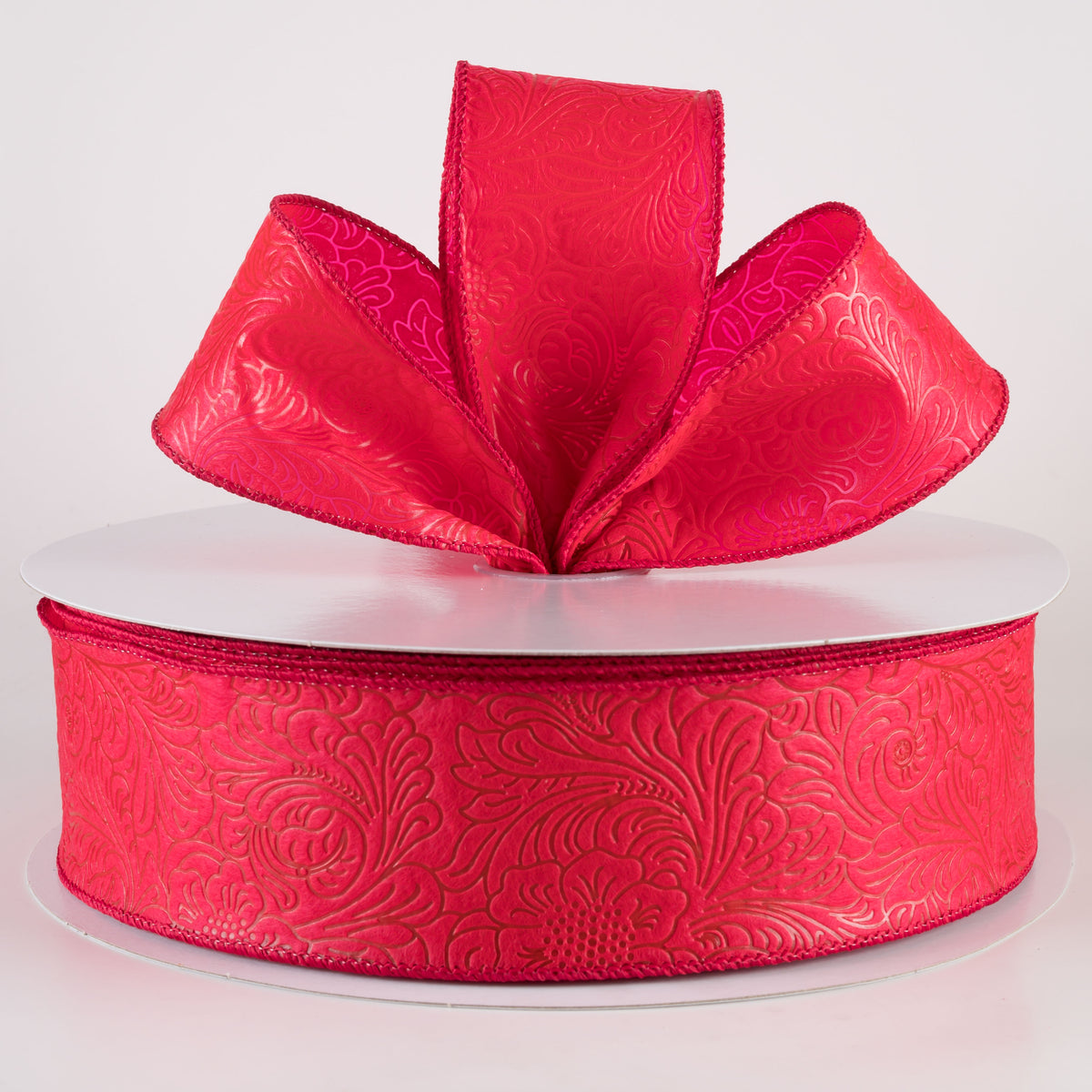 2.5" Embossed Flower Breeze Ribbon: Red (50 Yards) Lifestyle Photo