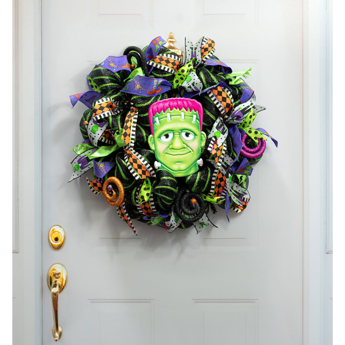 10" Embossed Metal Frankenstein Head Decoration: Pink Lifestyle Photo