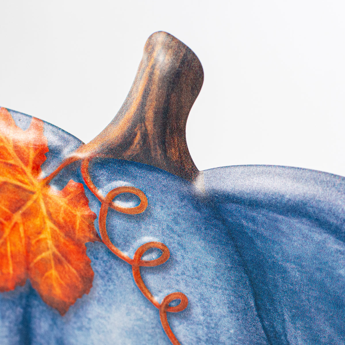 12" Embossed Metal Pumpkin Hanger: Blue detail photo 3
