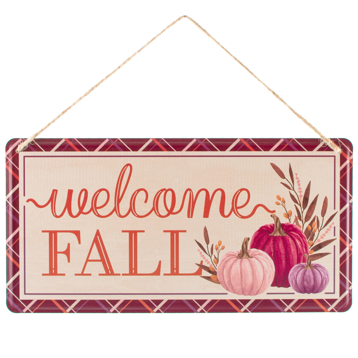 12" Embossed Metal Sign: Welcome Fall Pumpkins Item Number: MD1220