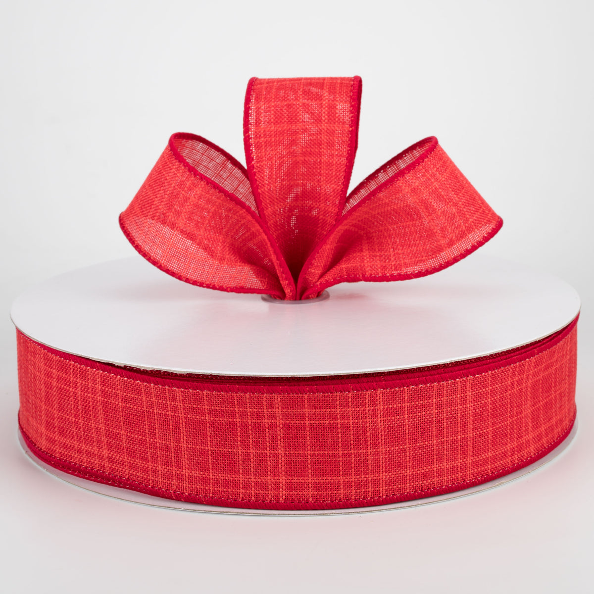 1.5" Estelle Textured Linen Ribbon: Red (50 Yards) Lifestyle Photo