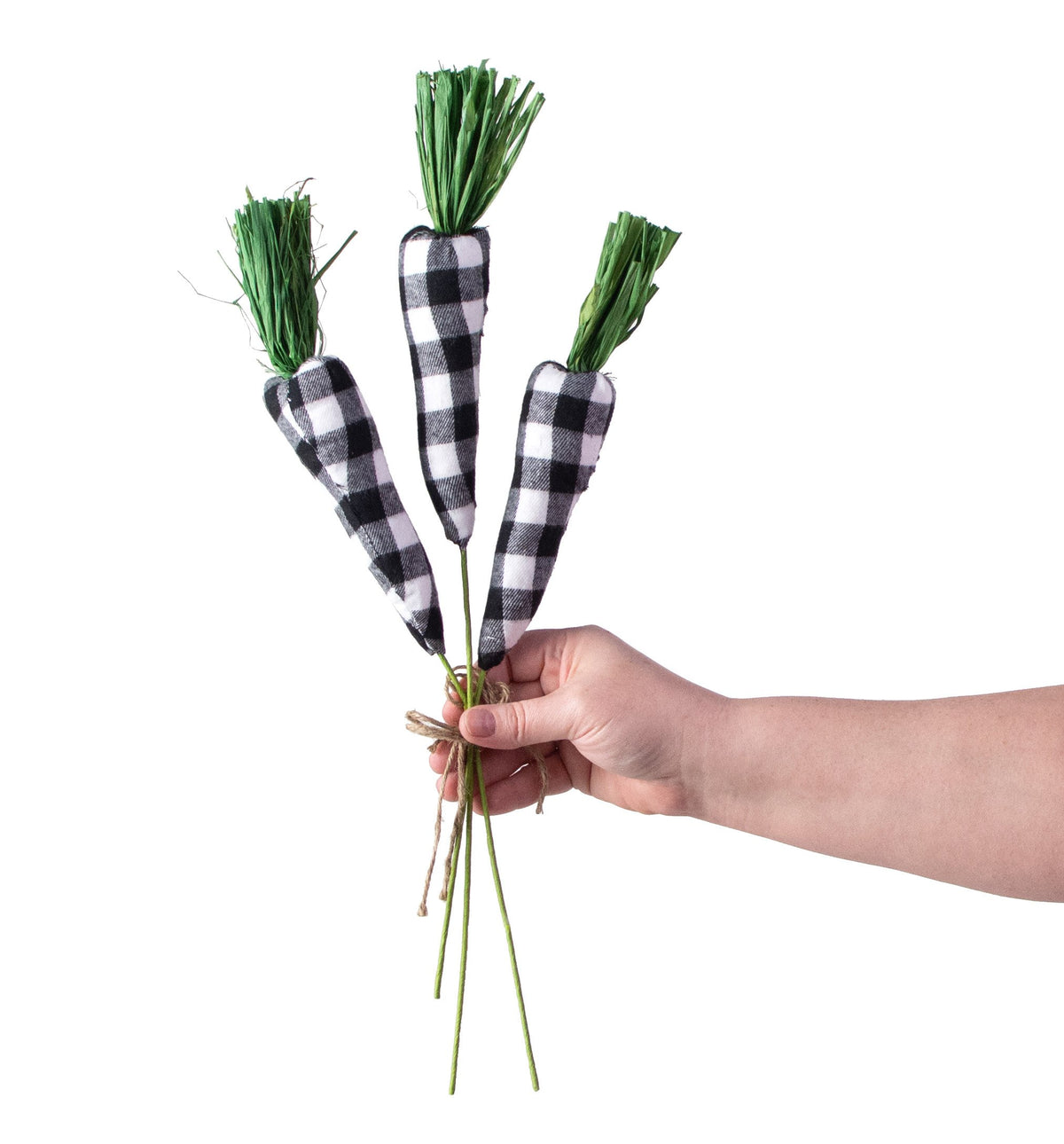 16" Fabric Carrot Bundle: Black & White Check detail photo 3