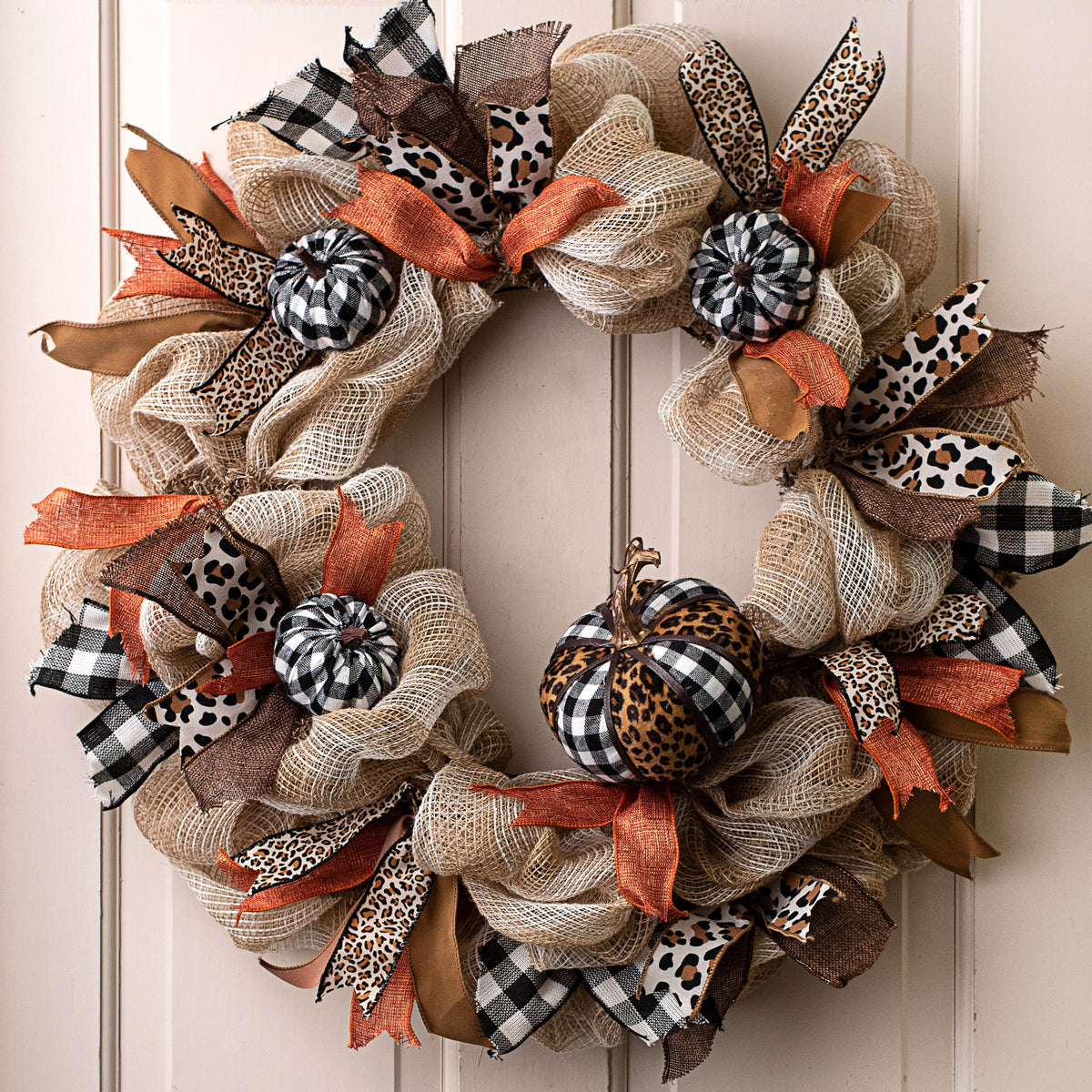 5.5" Fabric Cheetah & Check Pumpkin Lifestyle Photo