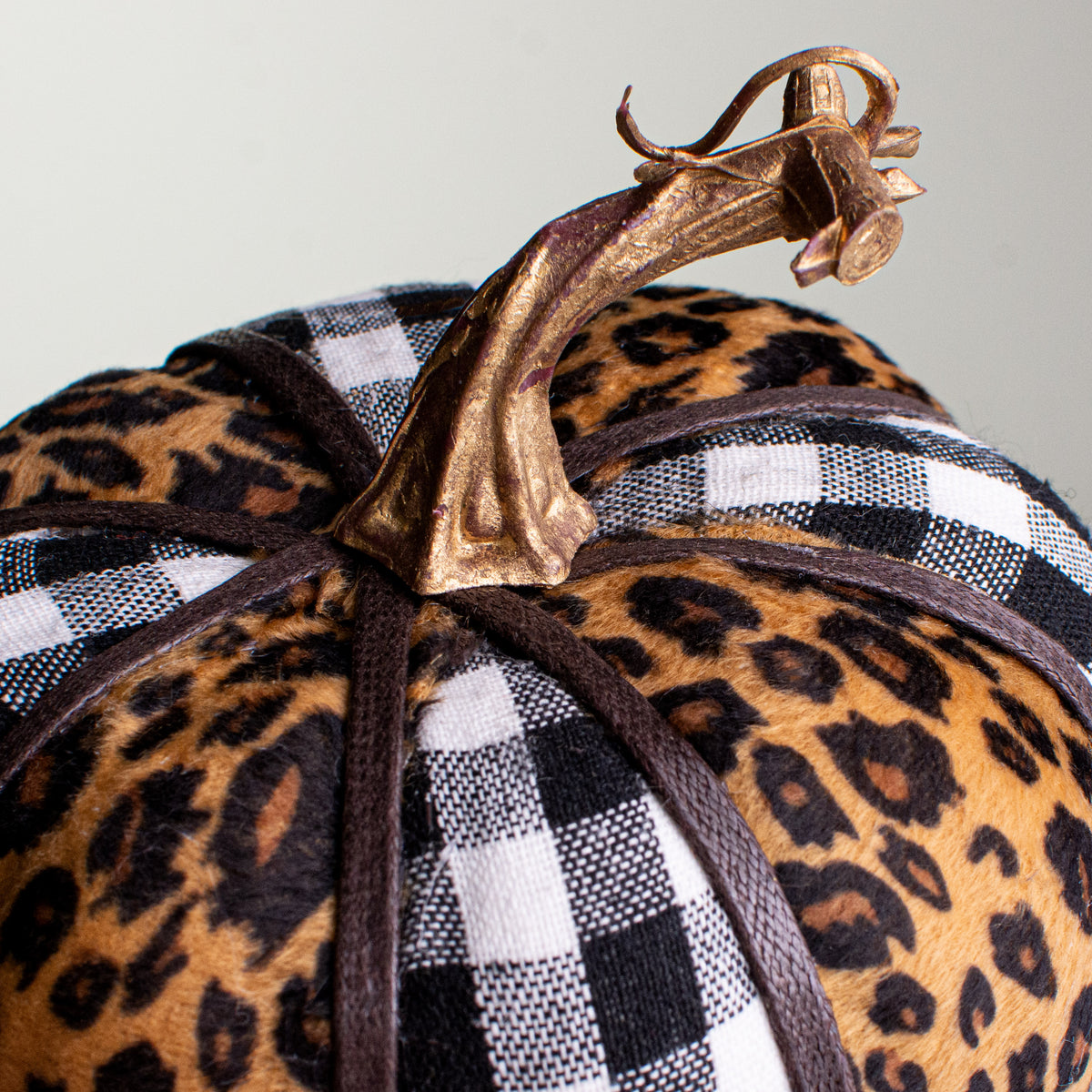 5.5" Fabric Cheetah & Check Pumpkin detail photo 3