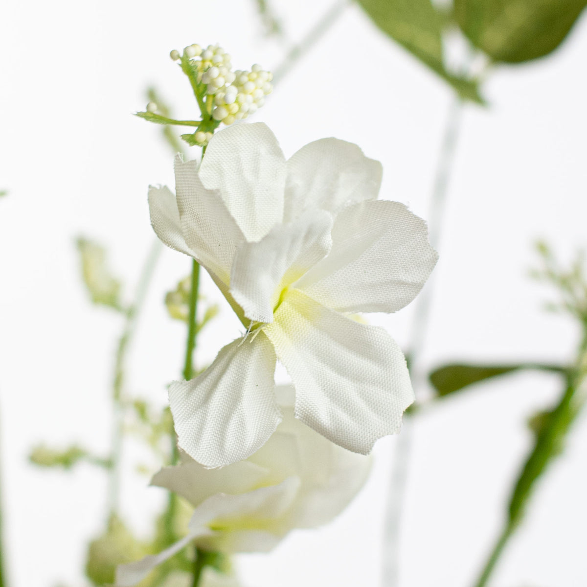 31" Fabric Flower Eucalyptus Spray: Cream White Lifestyle Photo