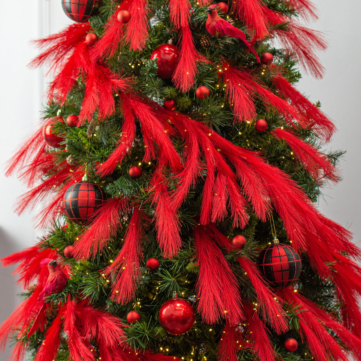 6' Fabric Pampas Grass Garland: Red Lifestyle Photo
