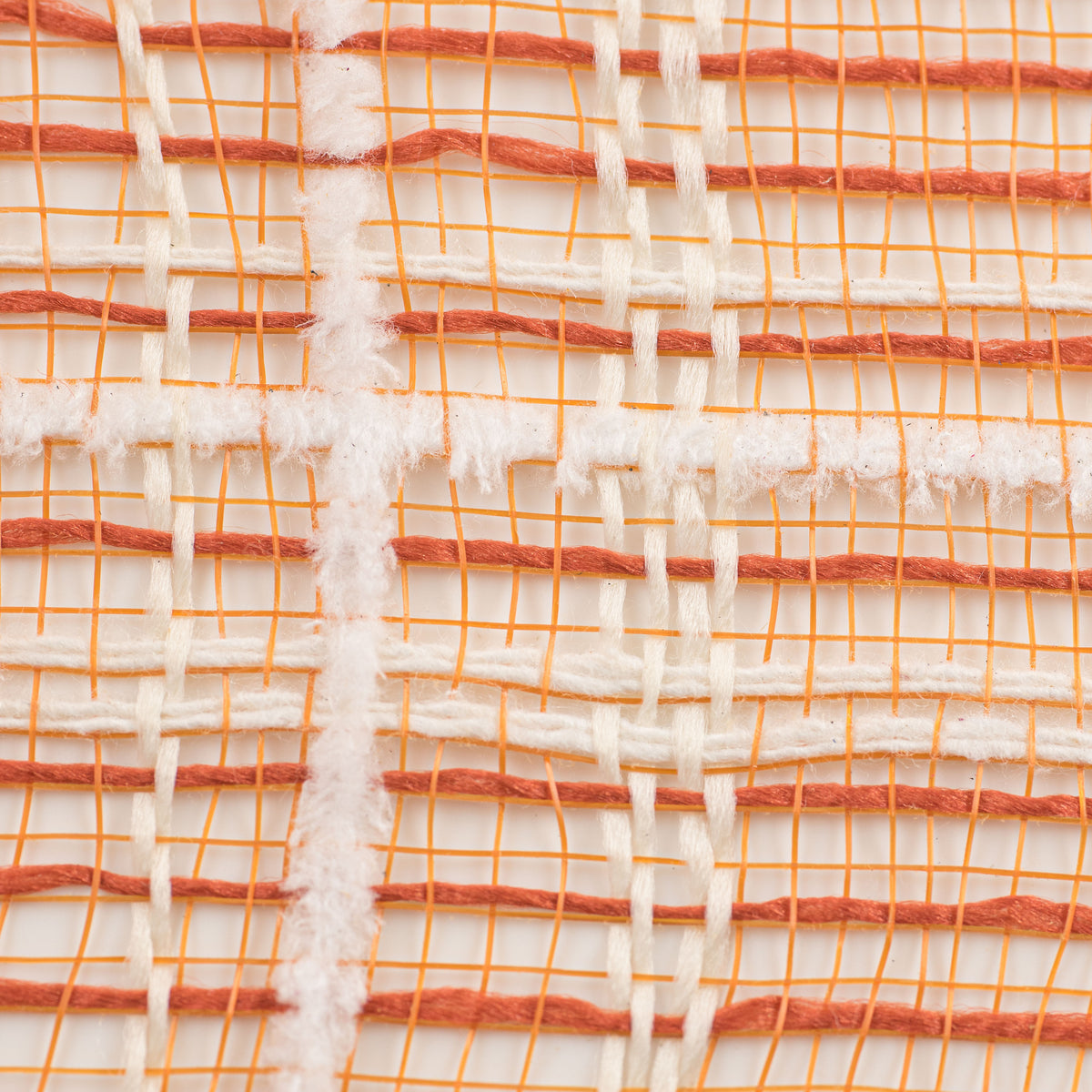 10" Fabric Plaid Mesh: Dark Orange, Cream & White Drift detail photo 3