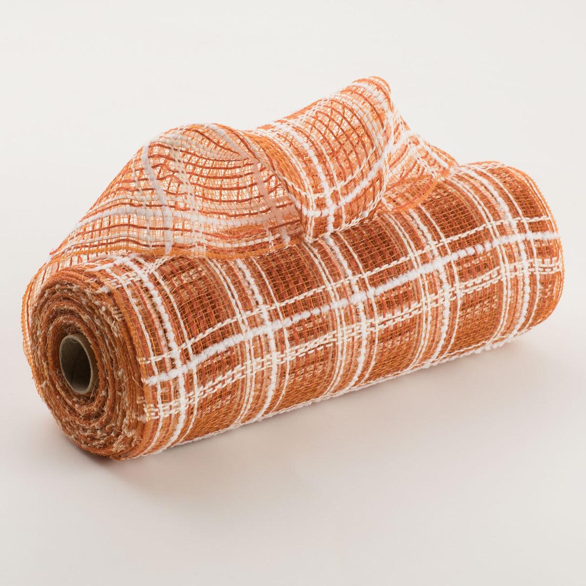 10" Fabric Plaid Mesh: Dark Orange, Cream & White Drift Item Number: XB105210-19