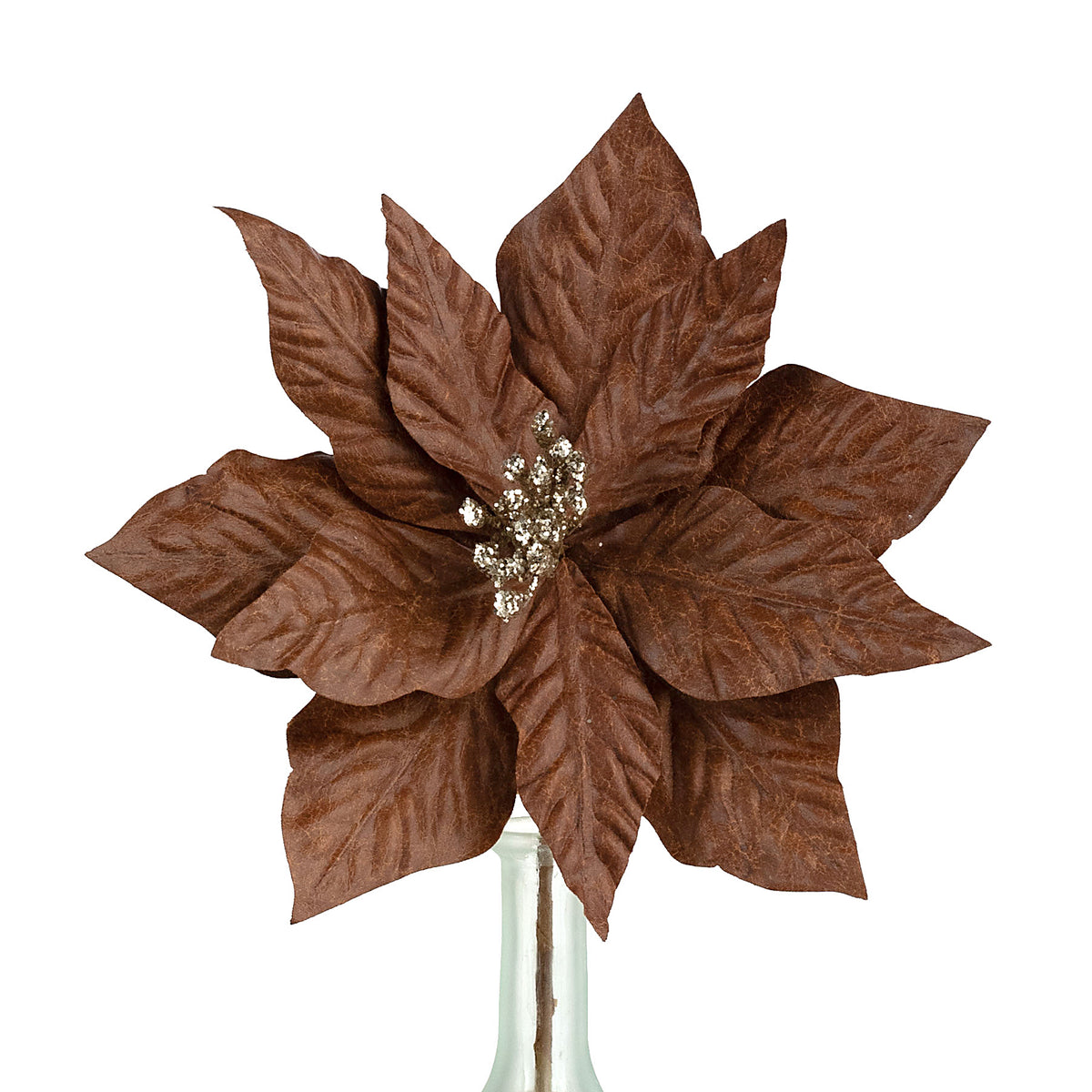 11" x 17" Fabric Poinsettia Stem: Chocolate Brown Item Number: 235654