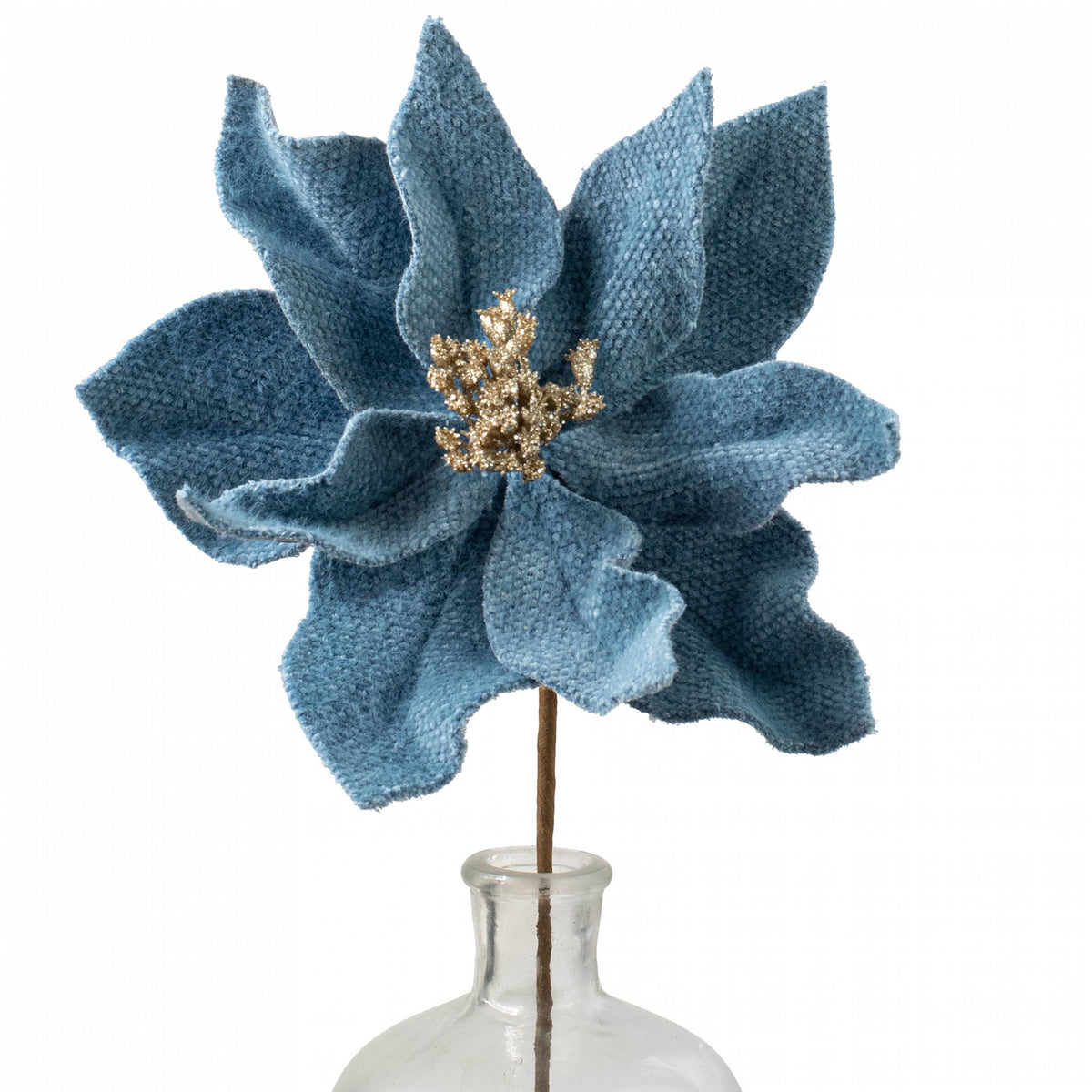 22" Fabric Poinsettia Flower Stem: Blue Item Number: 233731