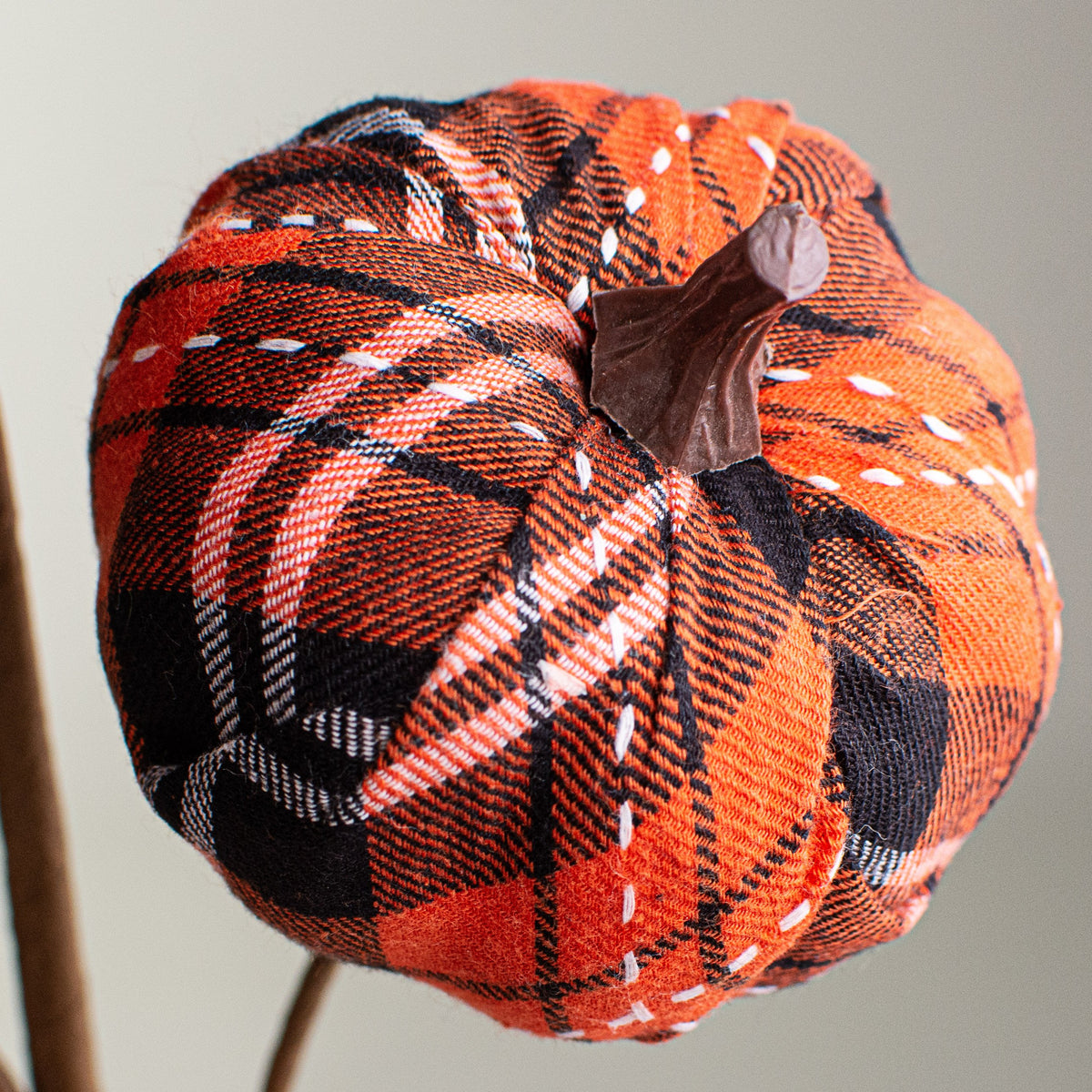 26" Fabric Pumpkin Spray: Scarecrow Plaid Lifestyle Photo