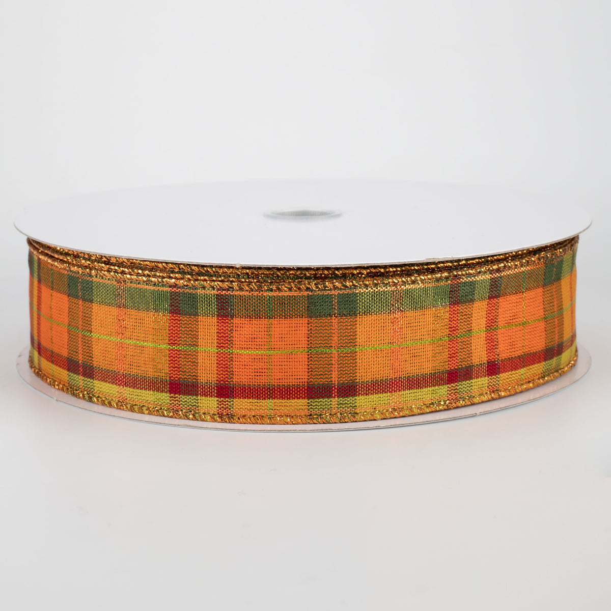 1.5" Fall Plaid Metallic Ribbon (50 Yards)