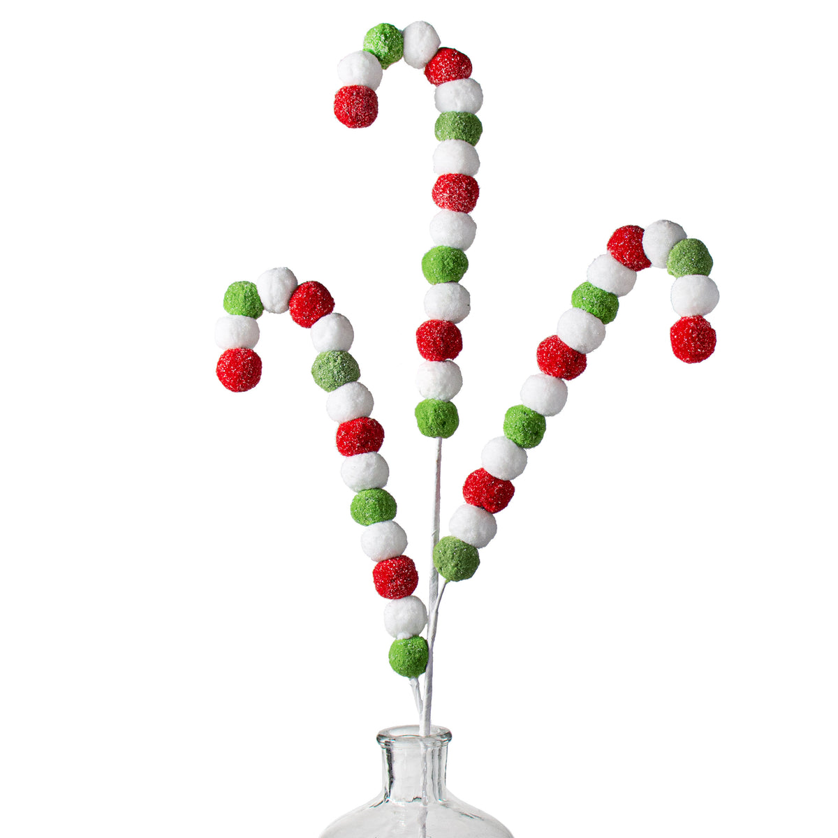 28" Felt Ball Curly Spray: Red, White, Green Item Number: 85469RDWTGN