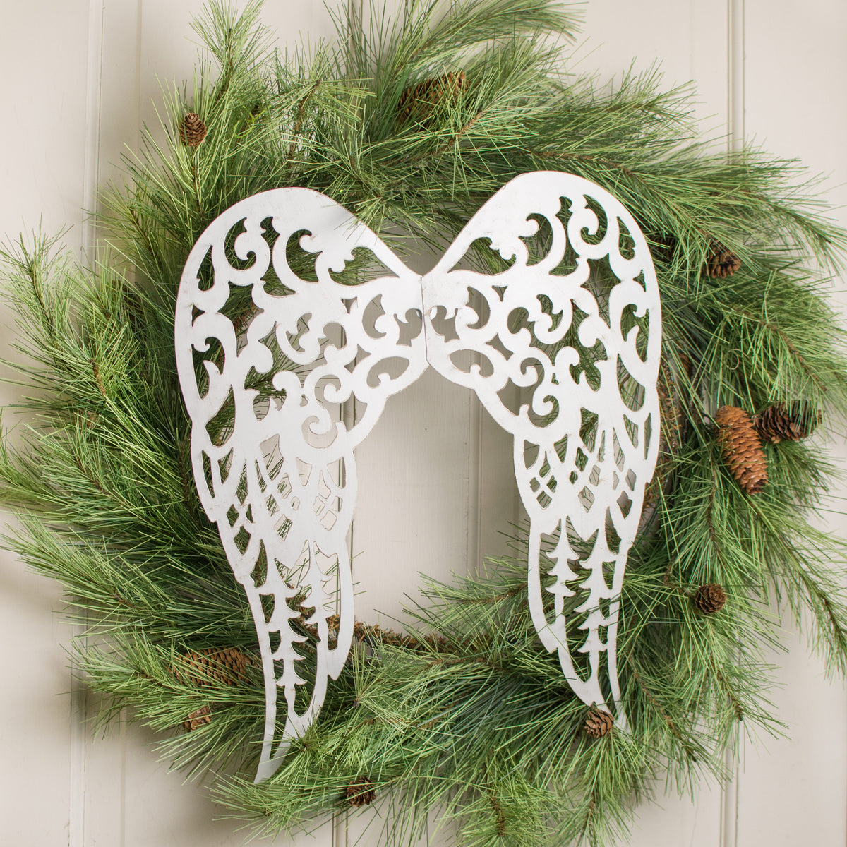 18" x 14.5" Filigree Angel Wings: Antique Cream Lifestyle Photo