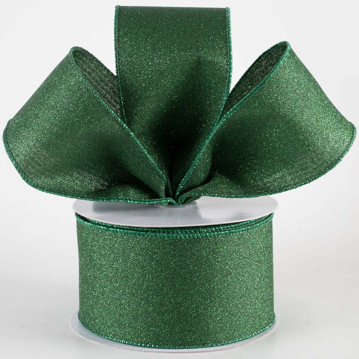 2.5" Fine Glitter on Royal Ribbon: Black & Emerald Green (10 Yards) Lifestyle Photo
